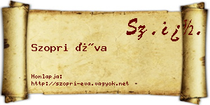 Szopri Éva névjegykártya